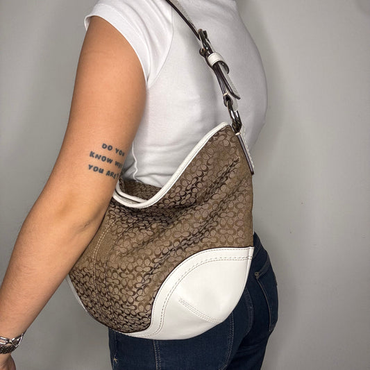 Signature Jacquard Hobo - White/Brown