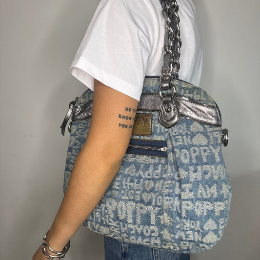 Coach Poppy Denim Shoulder Bag - Blue