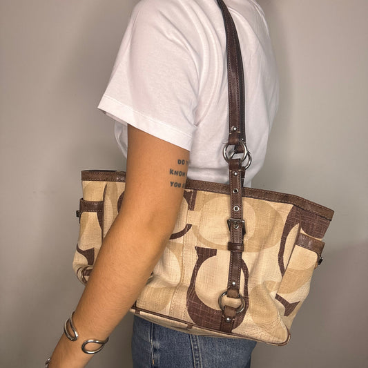 Coach Tonal Gallery Tote - Brown/Cream