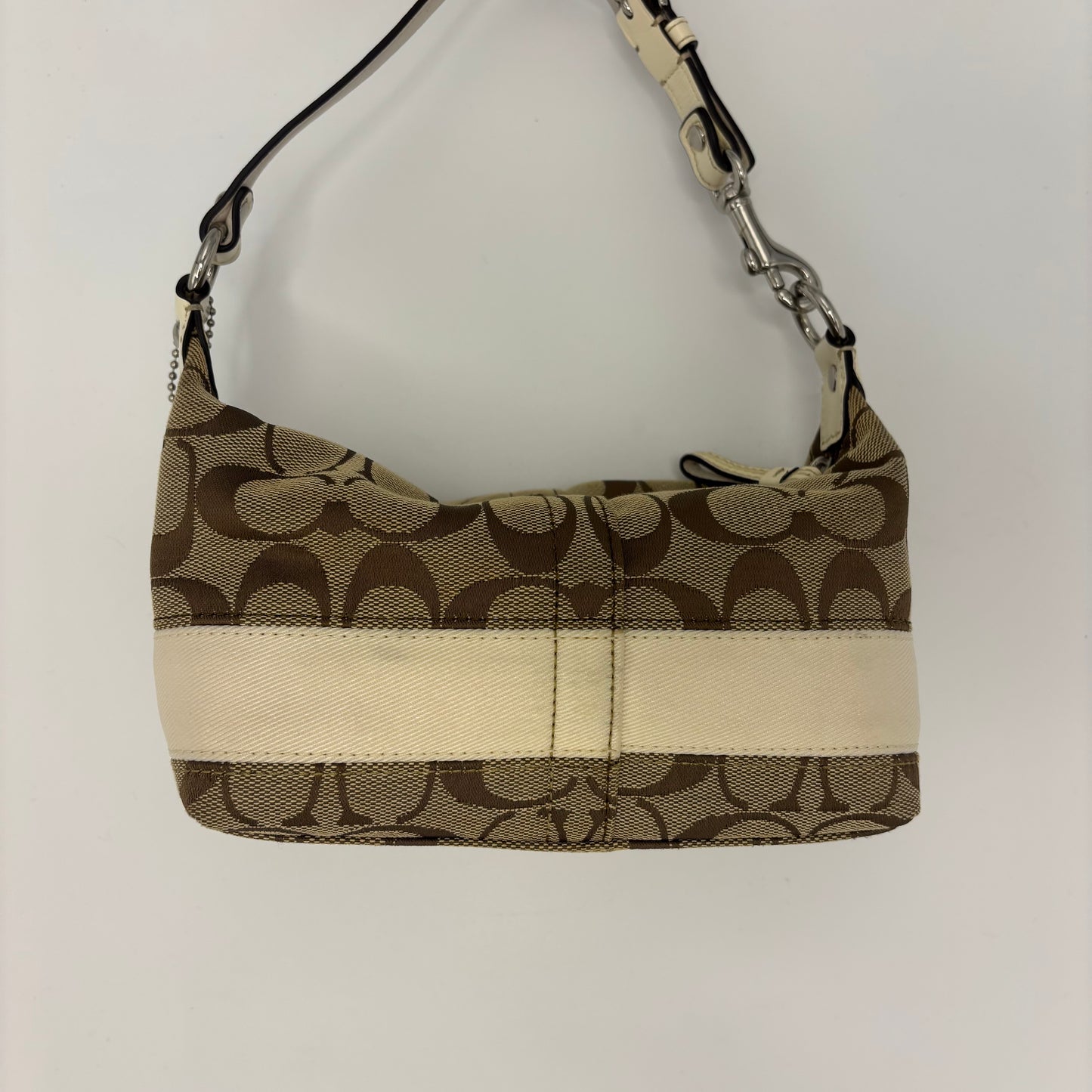 Coach Signature Stripe Pouch - Brown/White