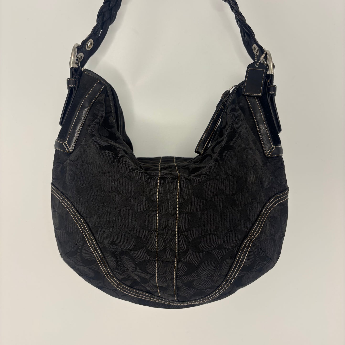 Coach Braided Monogram Hobo Large - Black