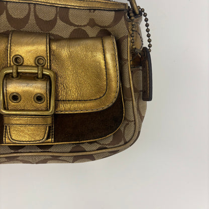 Coach Fall Edition Buckle Shoulder Bag - Gold/Brown