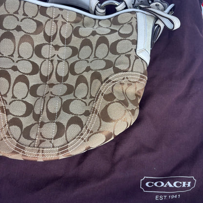 Coach Braided Monogram Hobo - Brown/White