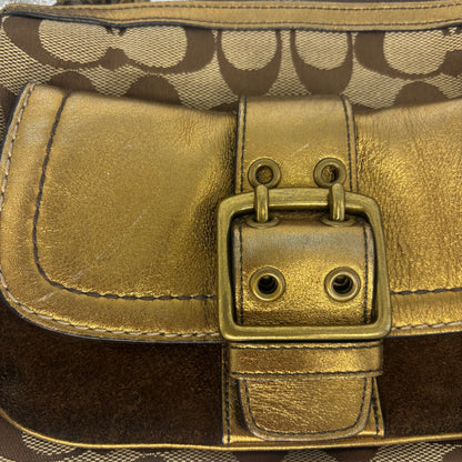 Coach Fall Edition Buckle Shoulder Bag - Gold/Brown