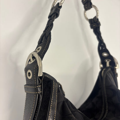 Coach Braided Monogram Hobo Large - Black