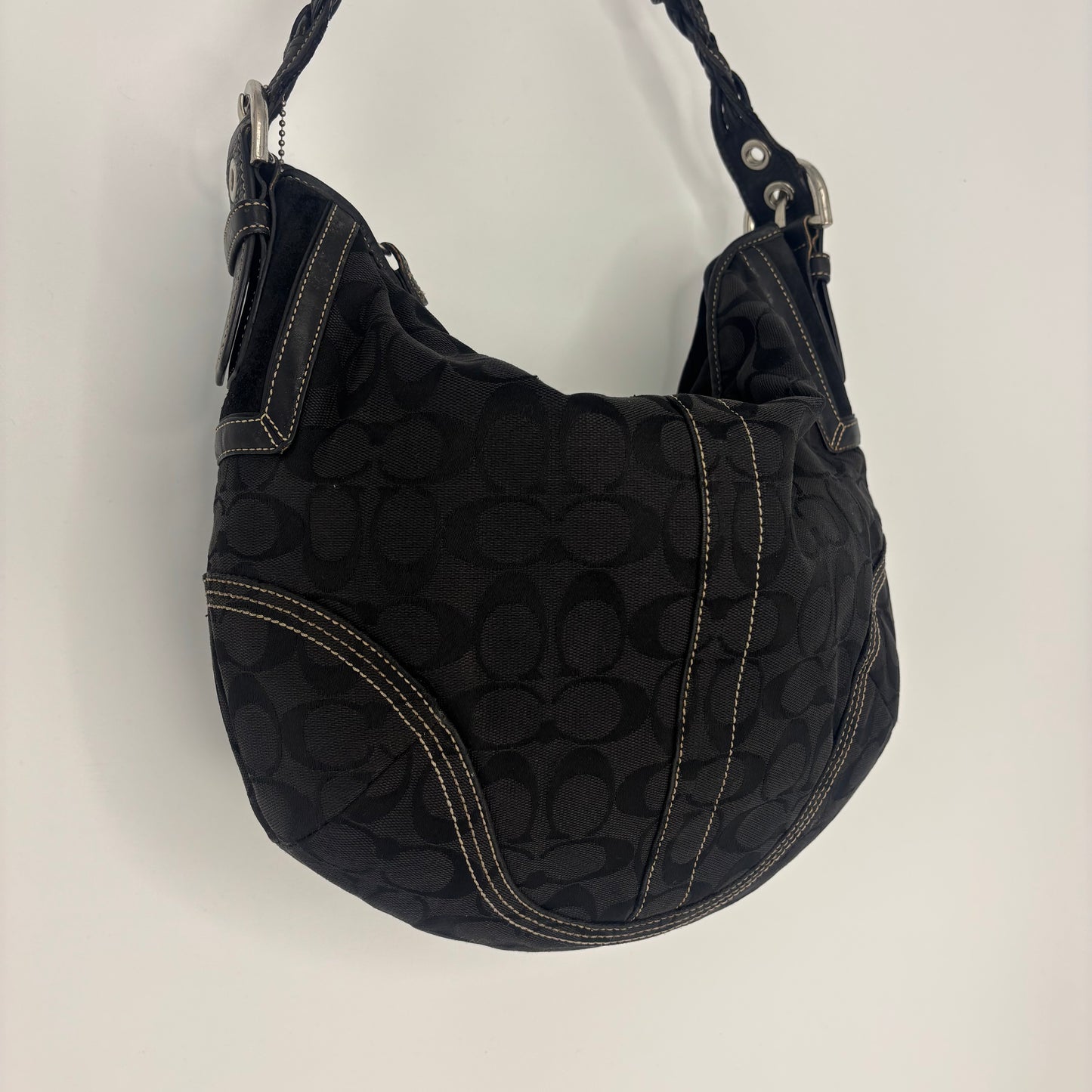 Coach Braided Monogram Hobo Large - Black