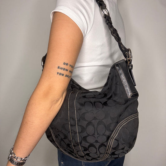 Coach Braided Monogram Hobo Large - Black