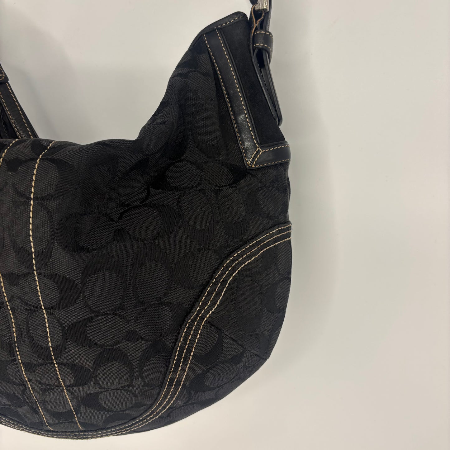 Coach Braided Monogram Hobo Large - Black