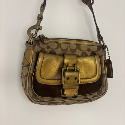 Coach Fall Edition Buckle Shoulder Bag - Gold/Brown
