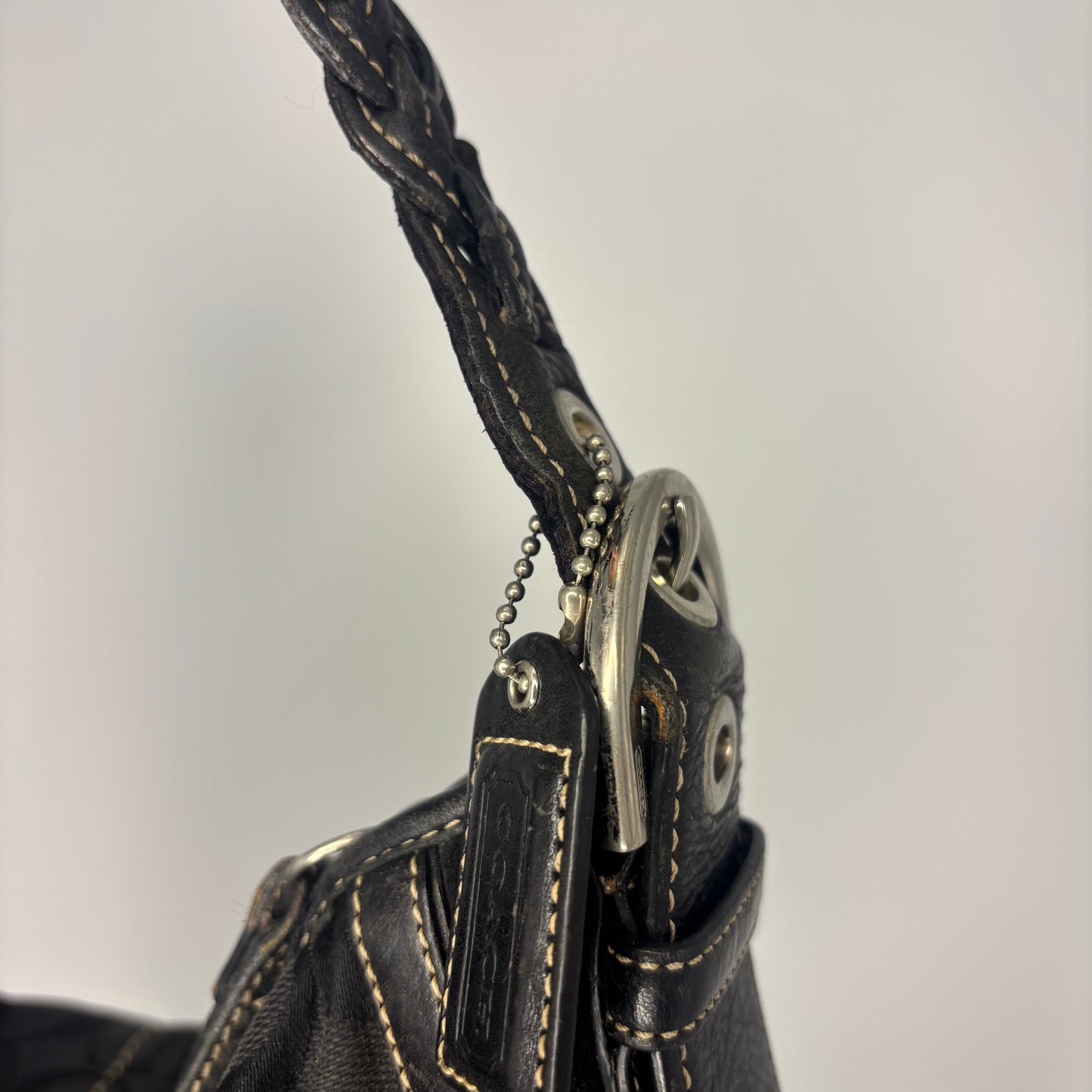 Coach Braided Monogram Hobo Large - Black
