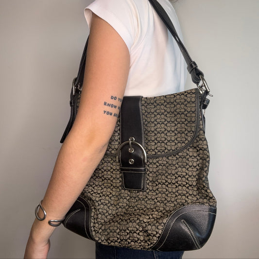 Coach Signature 2-way Shoulder Bag - Black