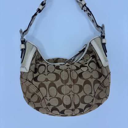 Coach Braided Monogram Hobo - Brown/White