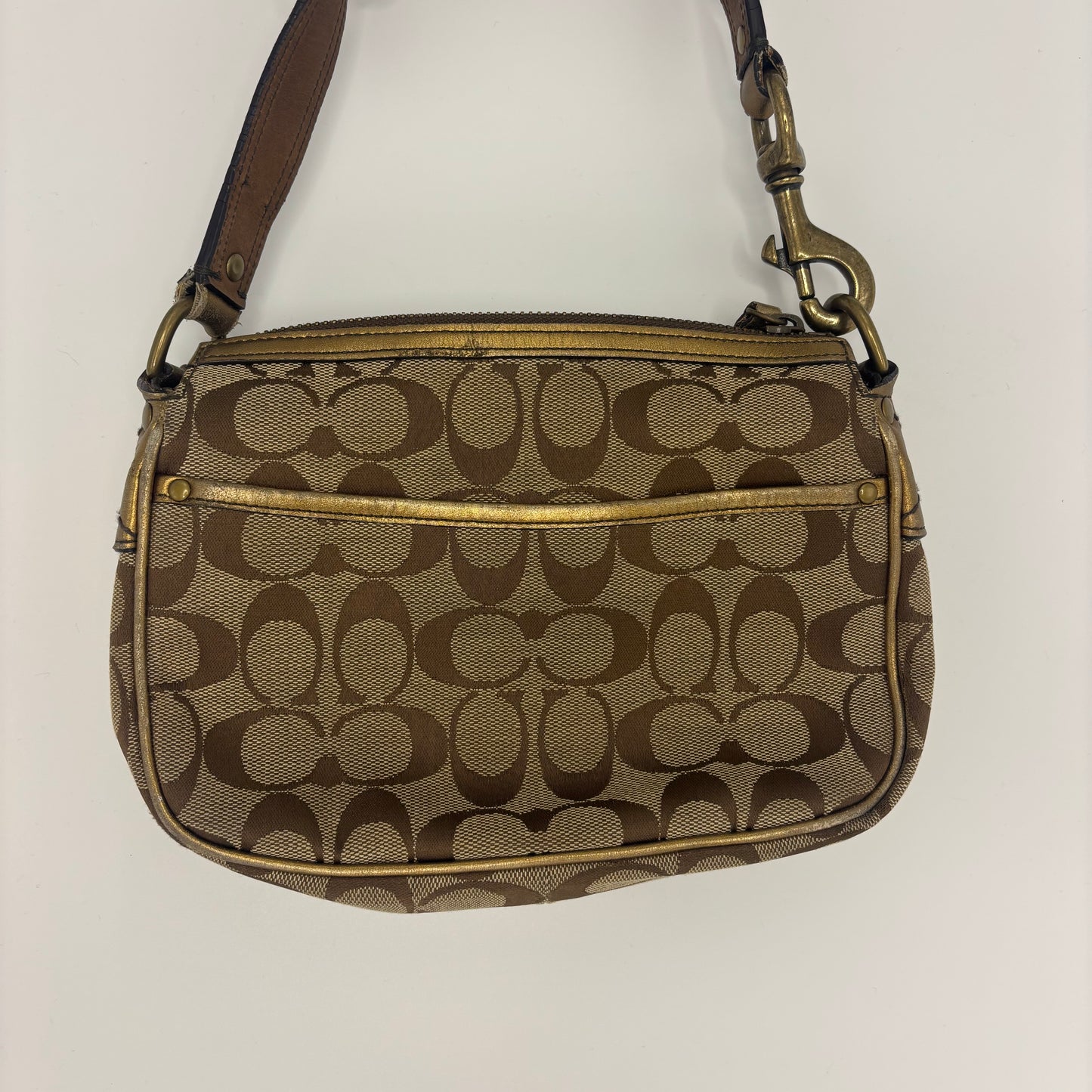 Coach Fall Edition Buckle Shoulder Bag - Gold/Brown