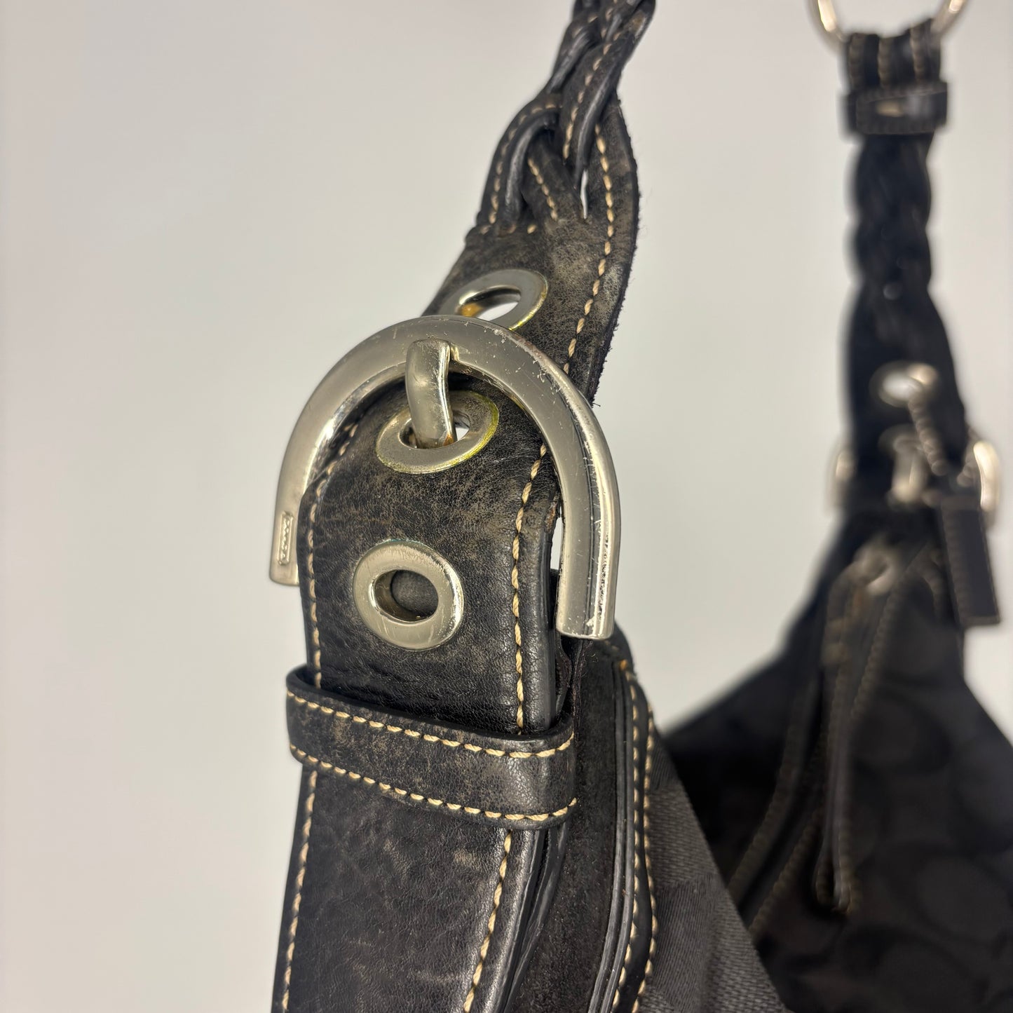 Coach Braided Monogram Hobo Large - Black