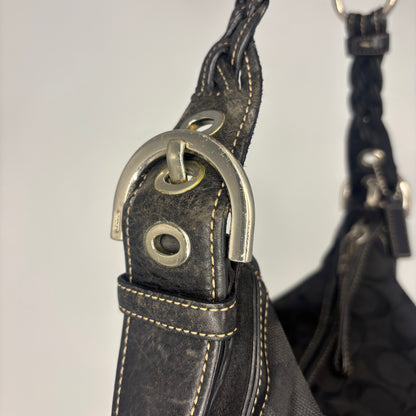 Coach Braided Monogram Hobo Large - Black