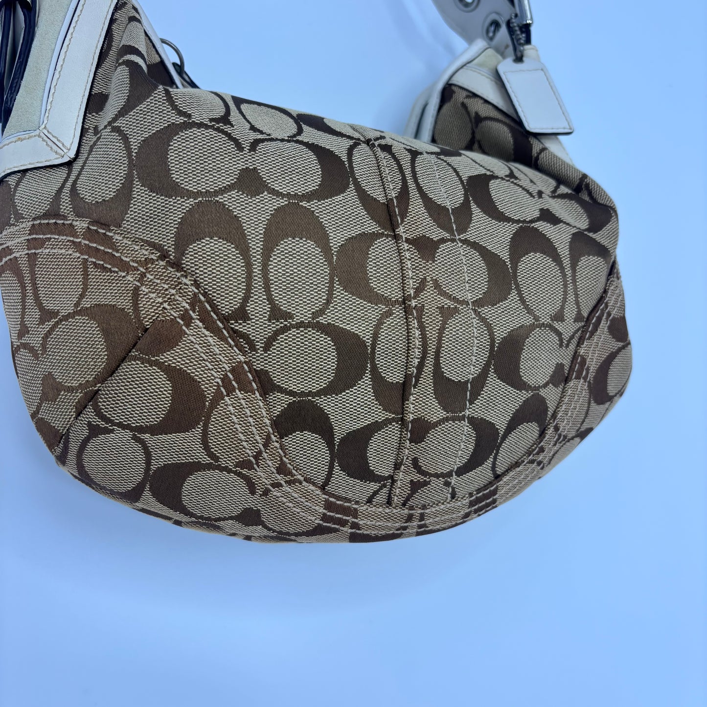 Coach Braided Monogram Hobo - Brown/White