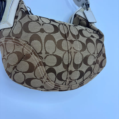 Coach Braided Monogram Hobo - Brown/White
