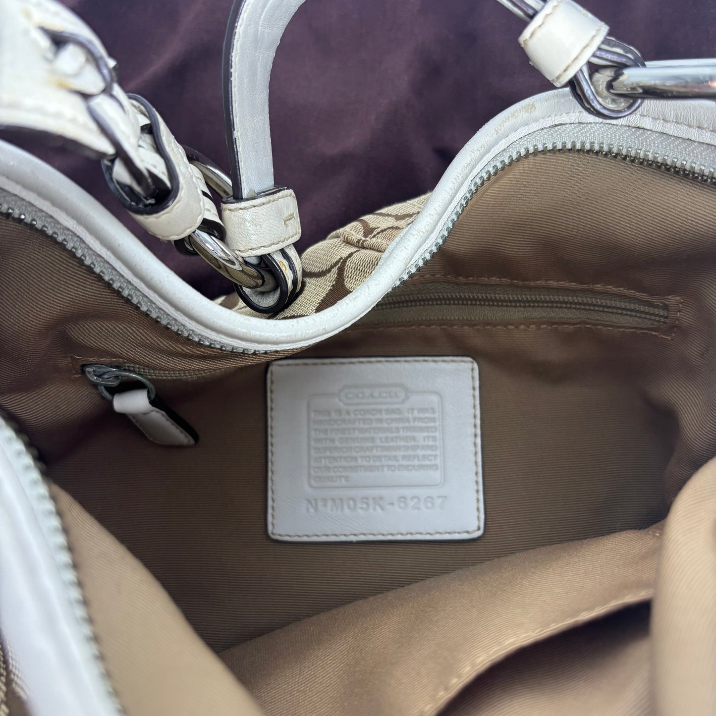 Coach Braided Monogram Hobo - Brown/White