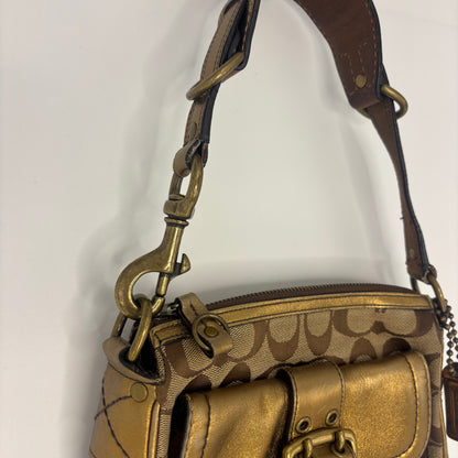 Coach Fall Edition Buckle Shoulder Bag - Gold/Brown