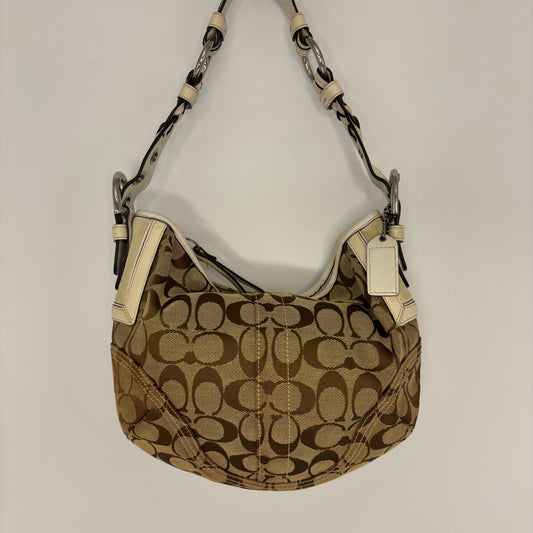 Coach Braided Monogram Hobo - Brown/White