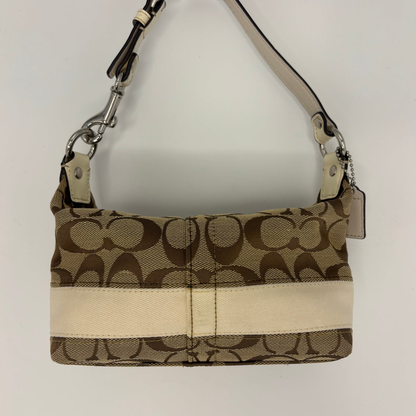 Coach Signature Stripe Pouch - Brown/White
