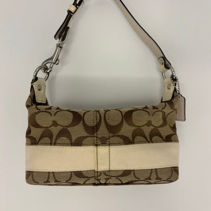Coach Signature Stripe Pouch - Brown/White
