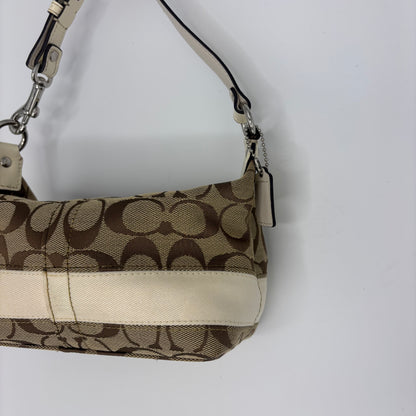 Coach Signature Stripe Pouch - Brown/White