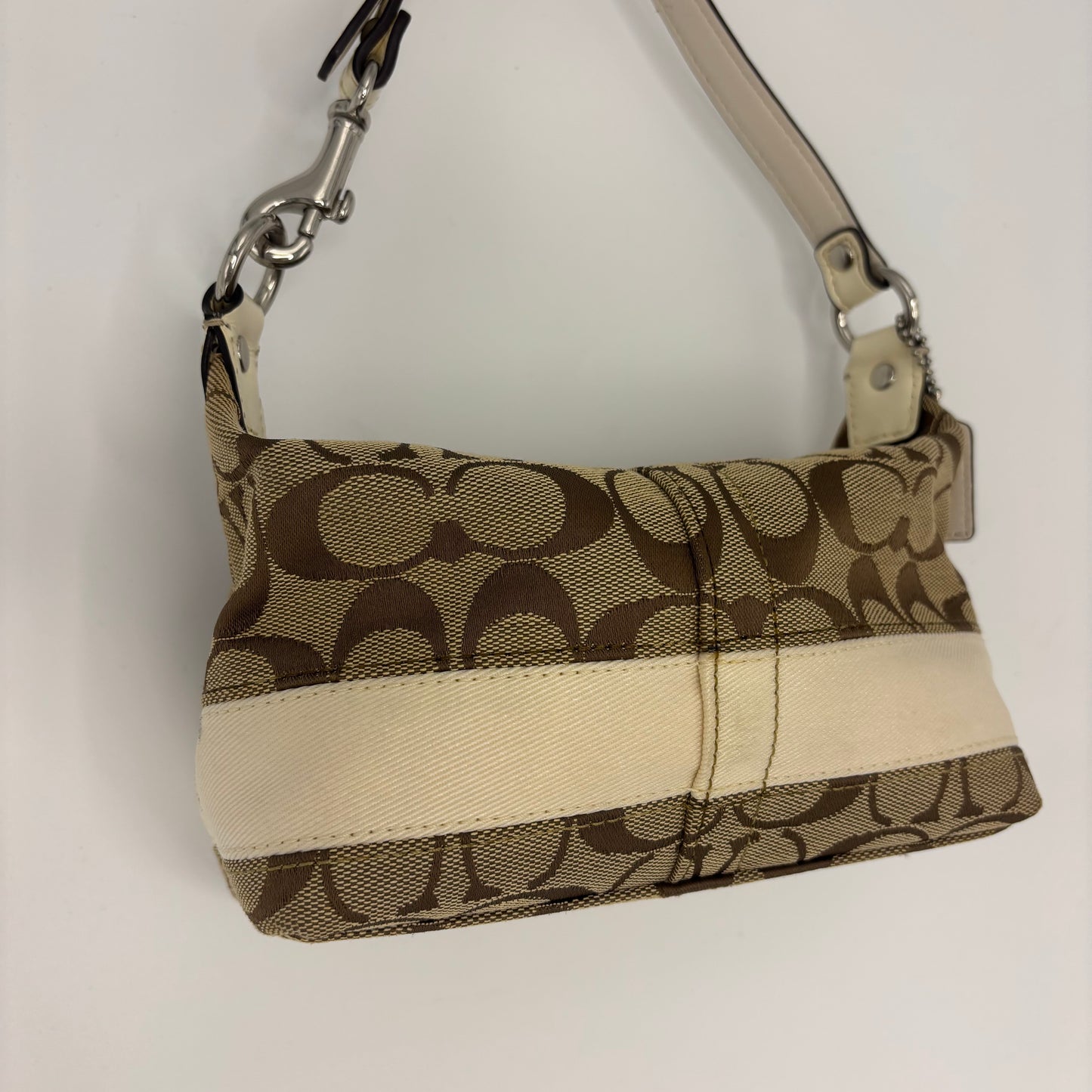 Coach Signature Stripe Pouch - Brown/White