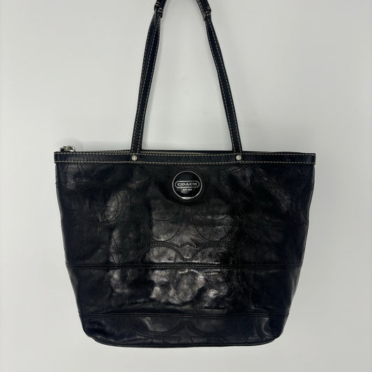 Coach Signature Stitched Tote Bag - Black
