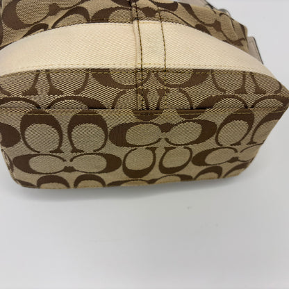 Coach Signature Stripe Pouch - Brown/White