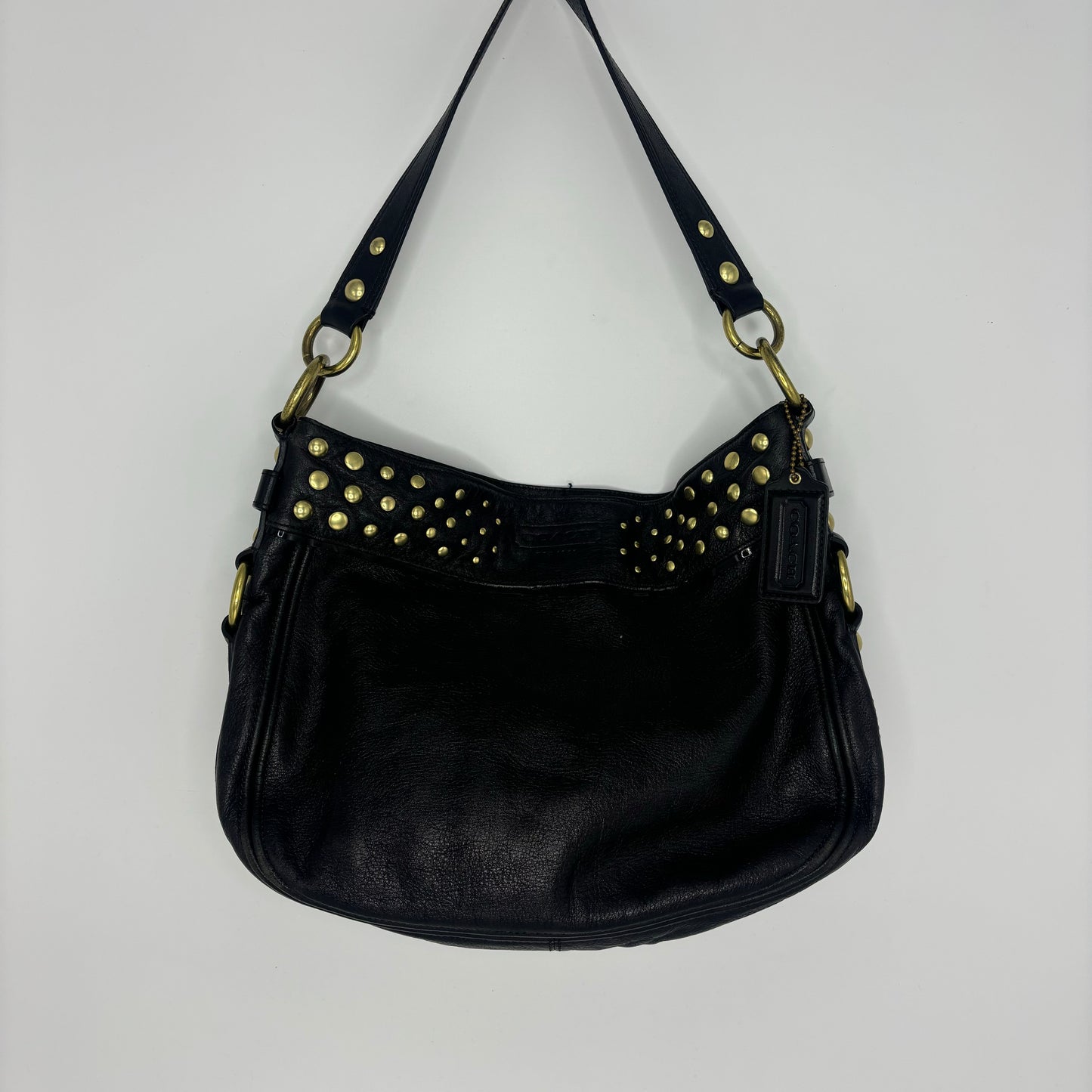 Coach Carly Studded Shoulder Bag - Black/Gold