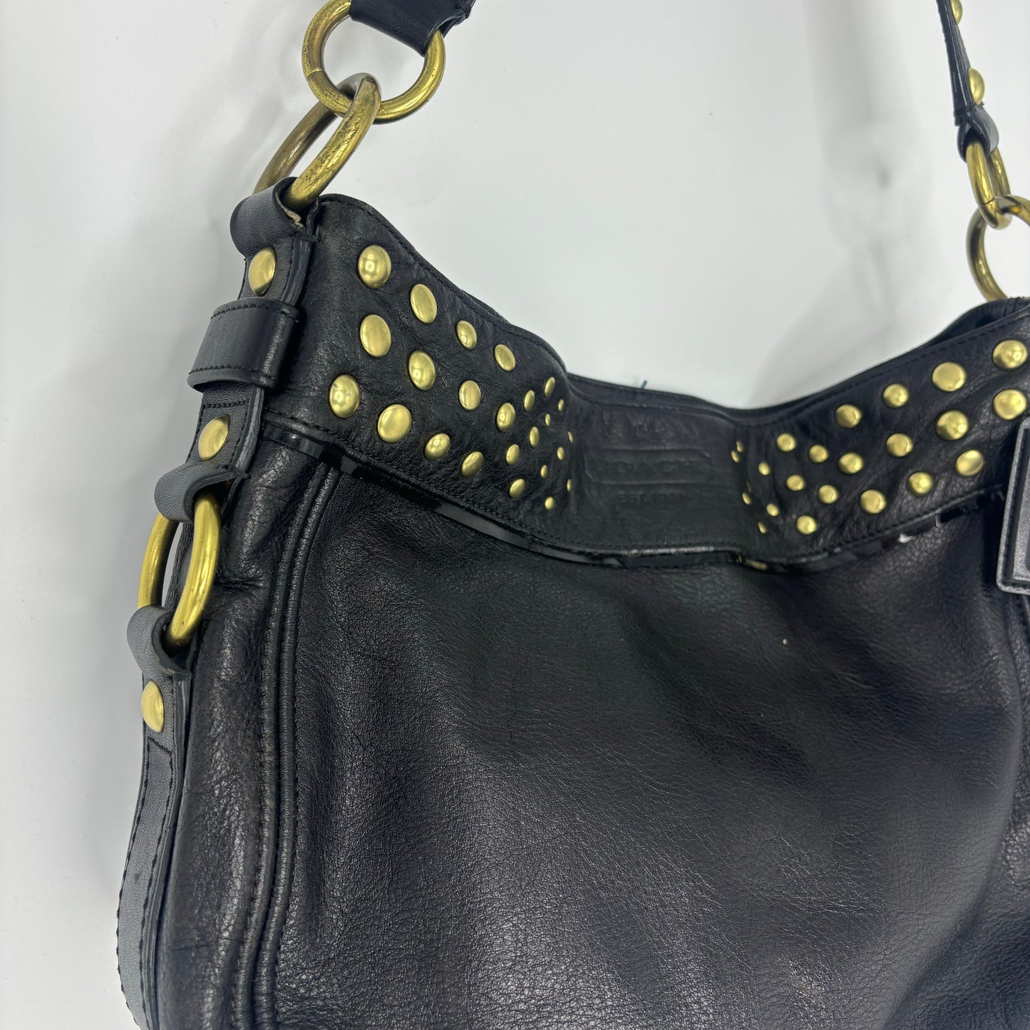 Coach Carly Studded Shoulder Bag - Black/Gold