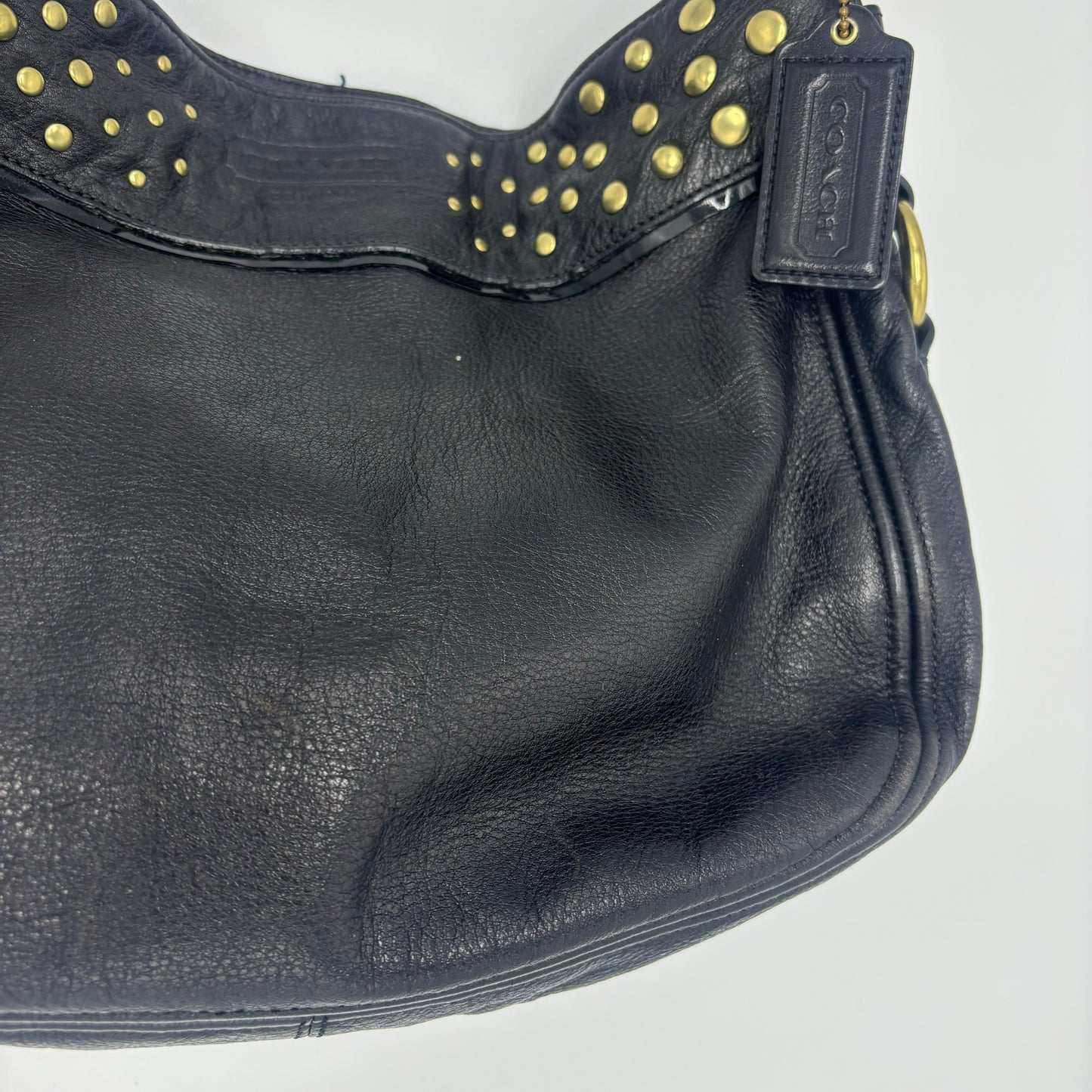 Coach Carly Studded Shoulder Bag - Black/Gold