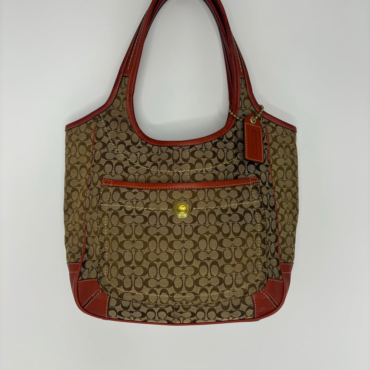 Coach Signature Ergo Tote - Red/Brown