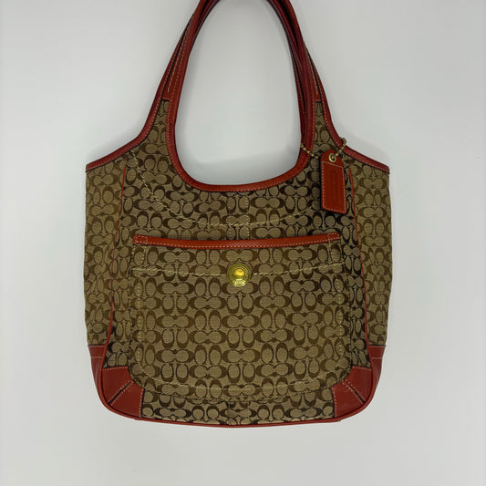 Coach Signature Ergo Tote - Red/Brown