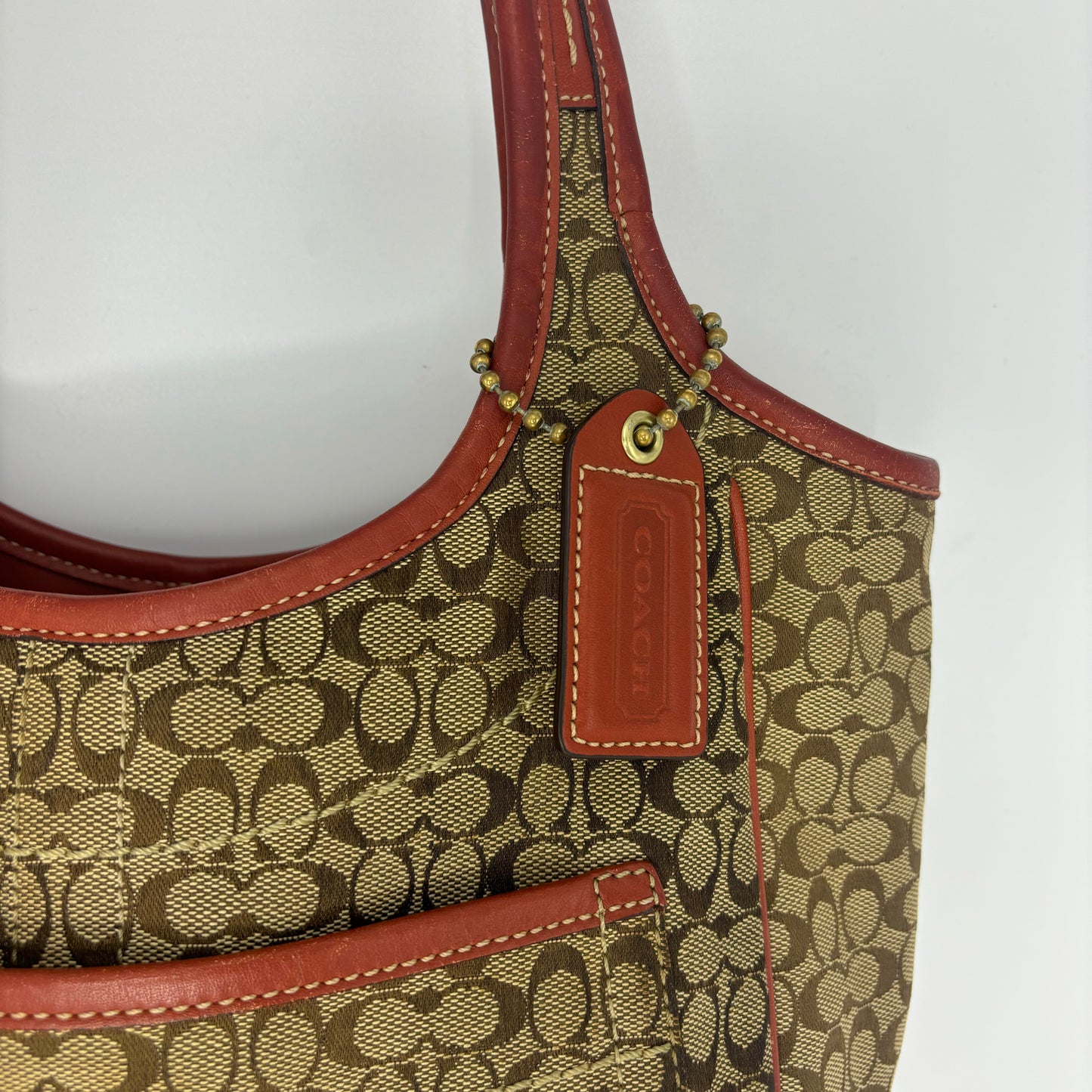 Coach Signature Ergo Tote - Red/Brown
