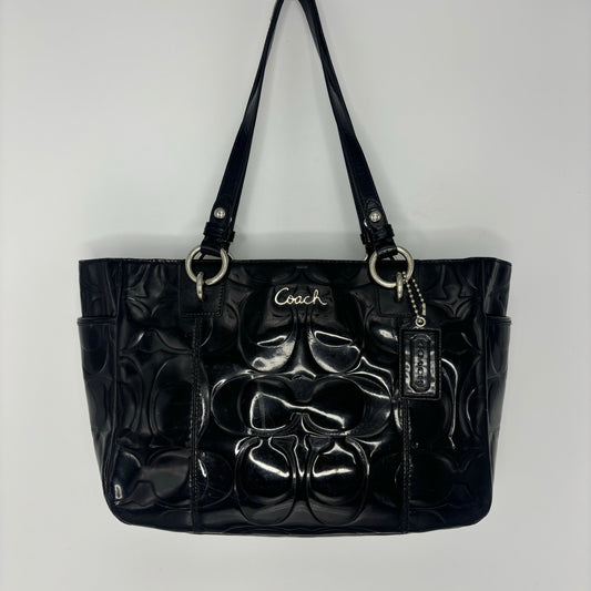 Coach Patent Embossed Tote Bag - Black