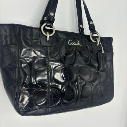 Coach Patent Embossed Tote Bag - Black