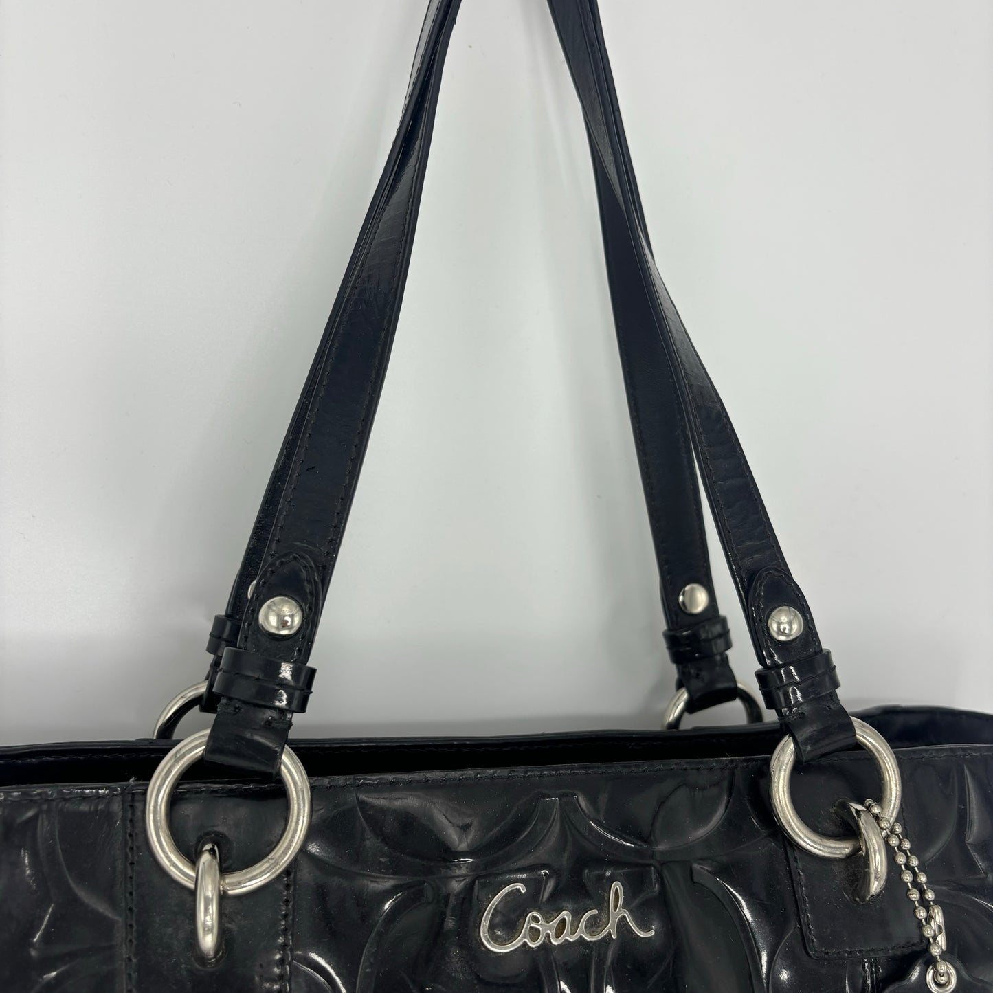 Coach Patent Embossed Tote Bag - Black