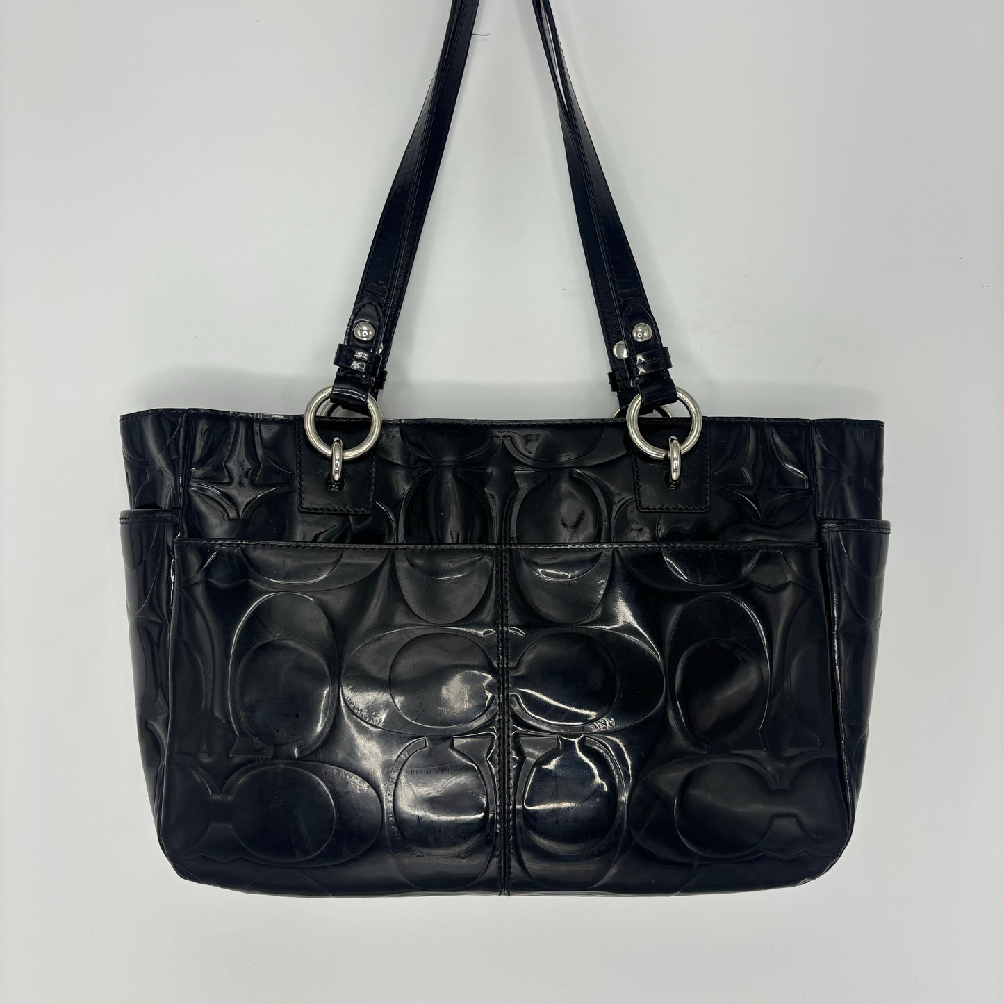 Coach Patent Embossed Tote Bag - Black