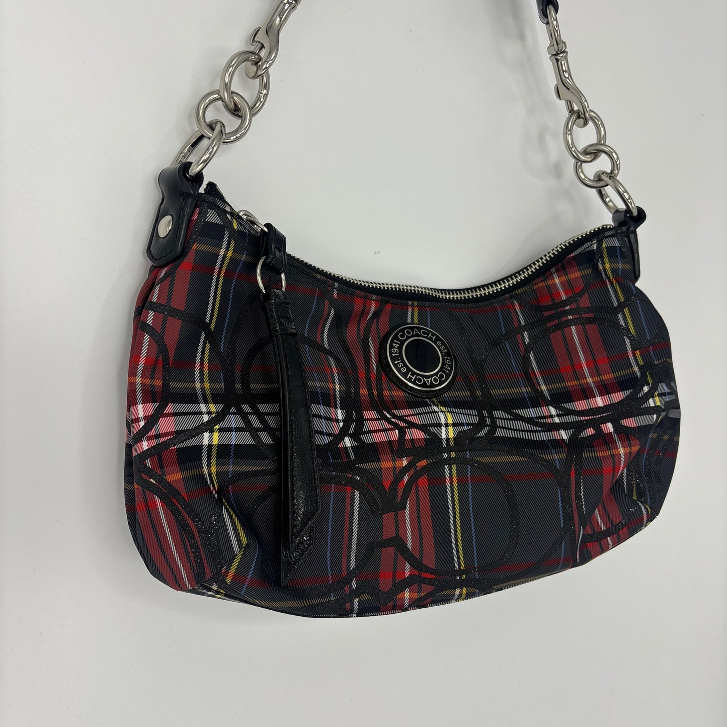 Coach Signature Crossbody Bag - Plaid Red