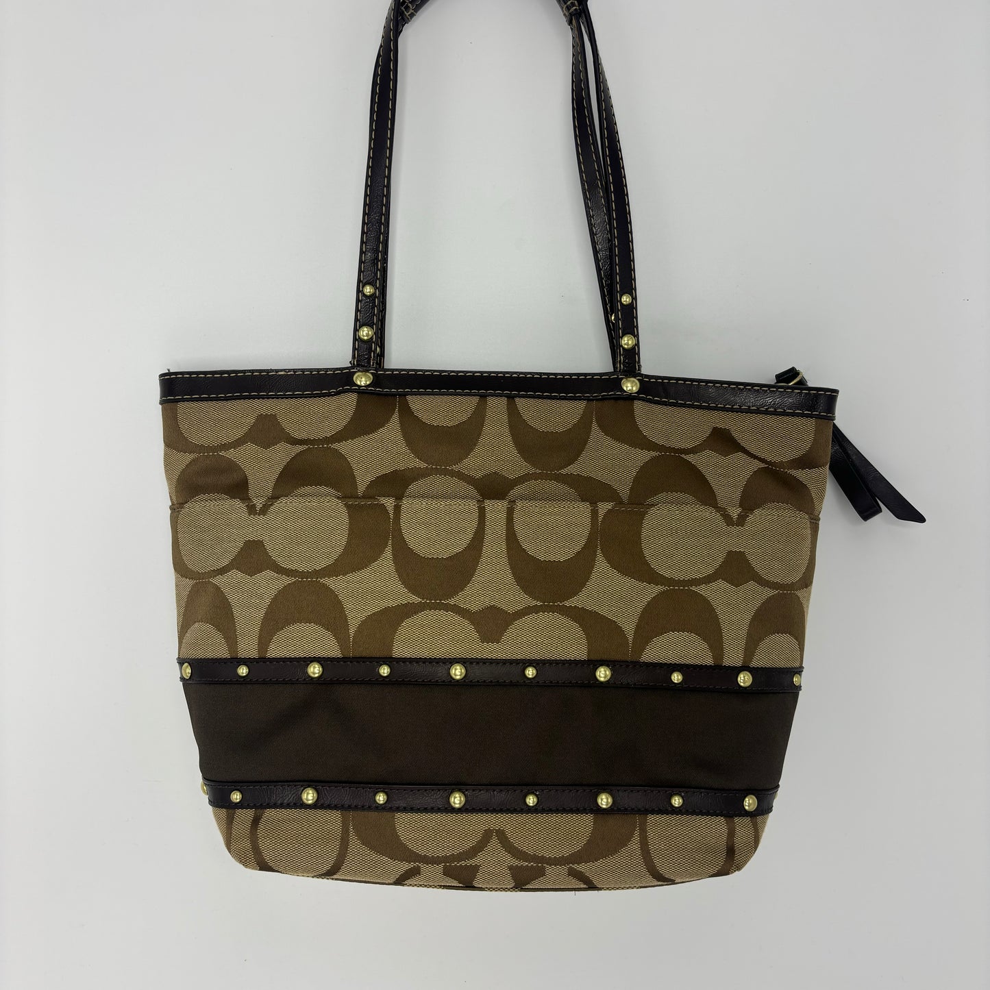 Coach Studded Signature Tote Bag - Brown/Gold