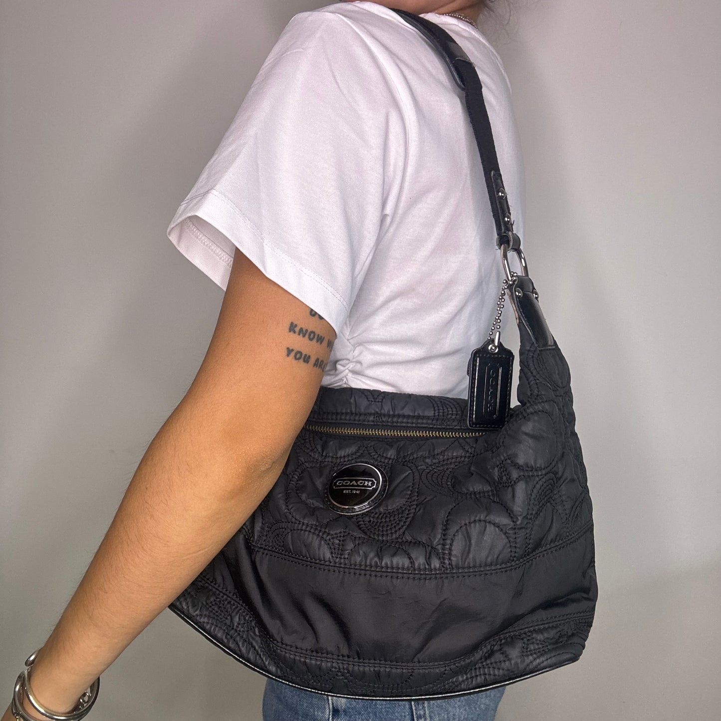 Coach Quilted Nylon Hobo Bag