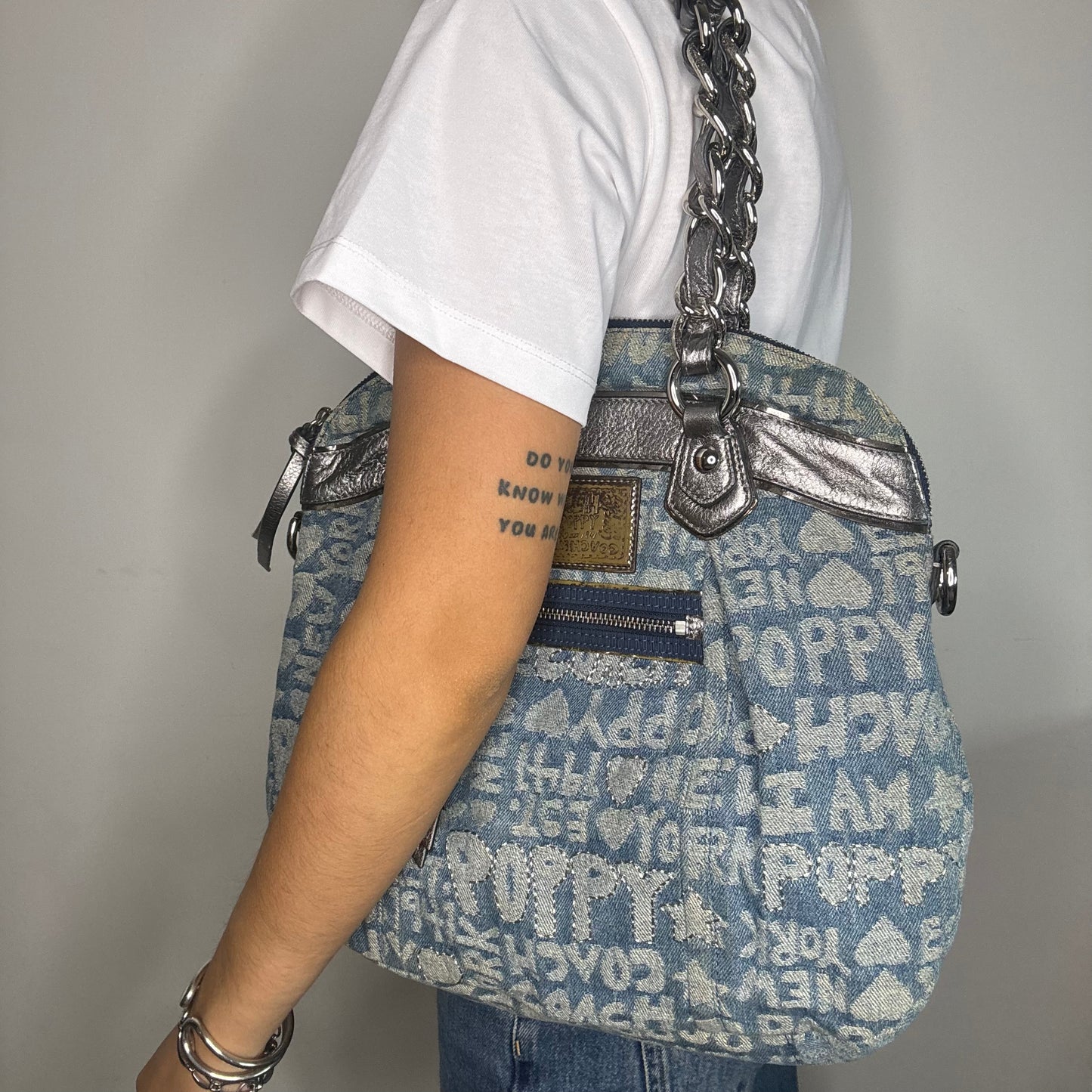 Coach Poppy Denim Shoulder Bag - Blue