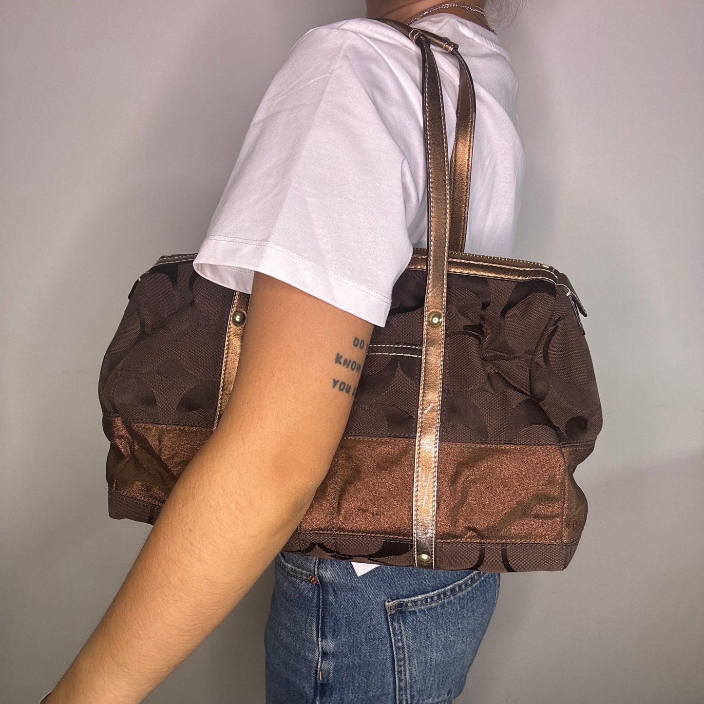 Coach Boston Shoulder Bag - Brown/Gold