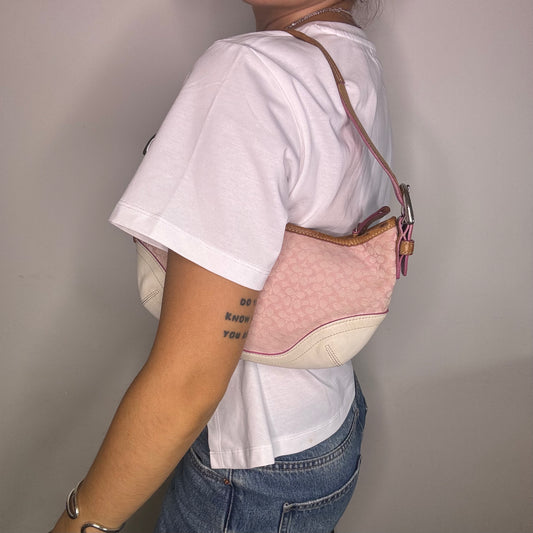 Coach Signature Hobo Mini - Pink/White